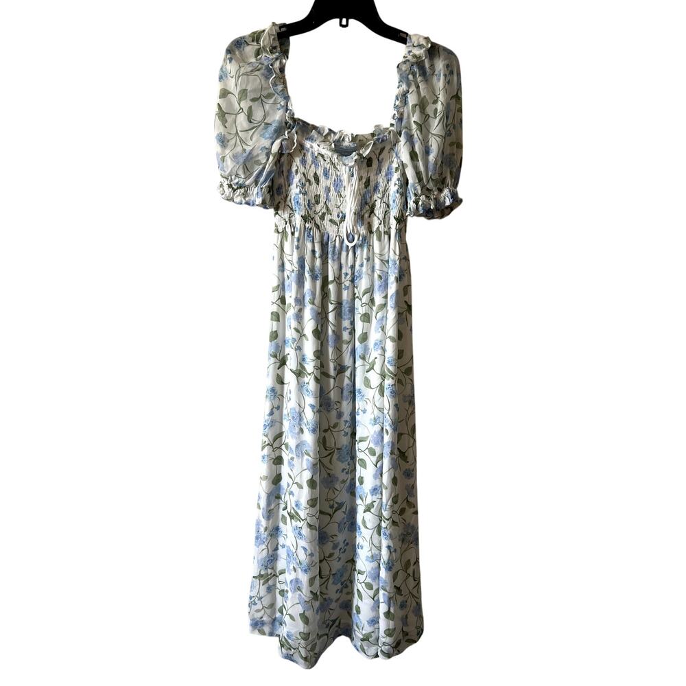 Hill House Home Scarlett Midi Dress Size XS White blue Floral